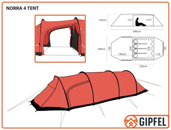 Schematic Drawing of Gipfel Norra 4 tent